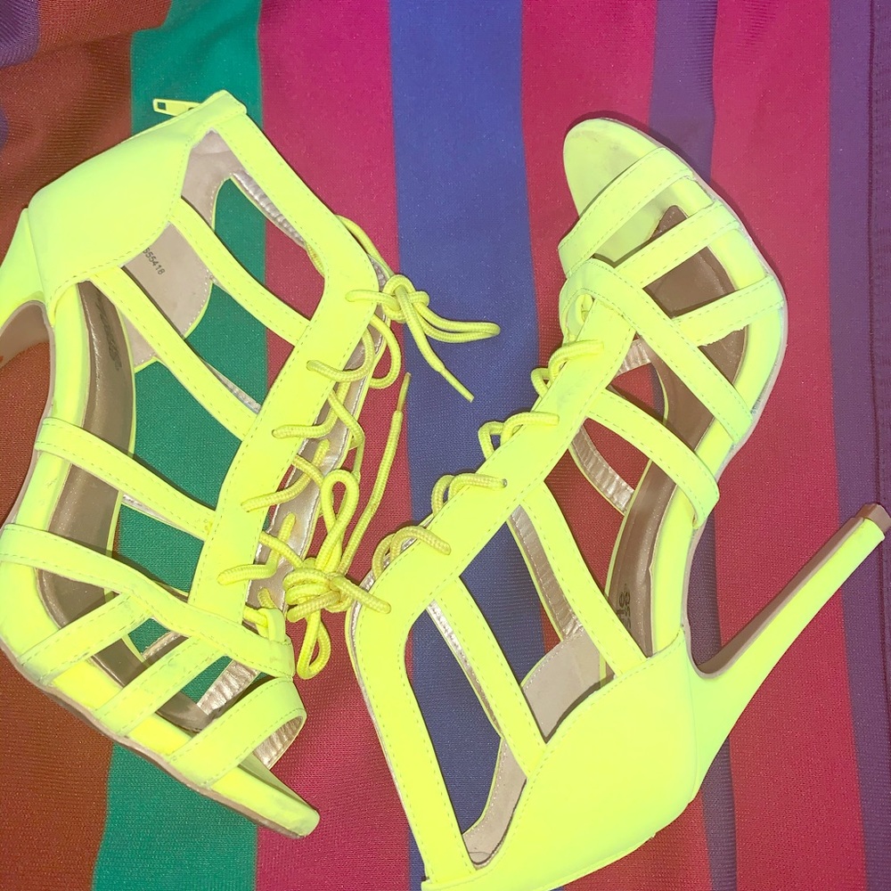 Neon green high heels
